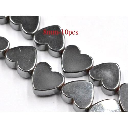 FLTMRH Natural Rose Gold Black Hematite Stone Love Heart Loose Beads for Jewelry Making DIY Bracelet