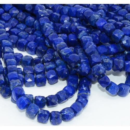Natural Lapis Lazuli Faceted Irregular Cube Beads 5-5.2mm