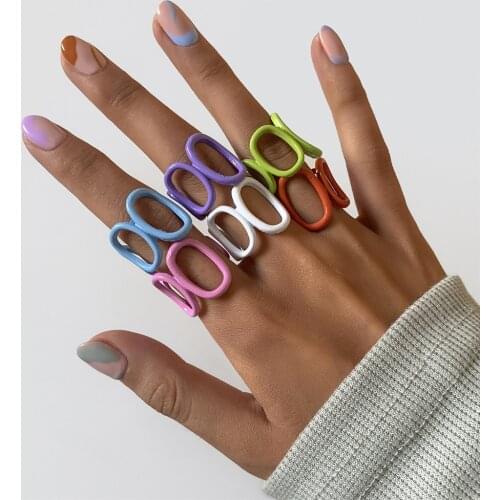 Cosysail 2021 New Ins Trendy High quality colorful enamel open cuff ring for lady girl decoration accessories