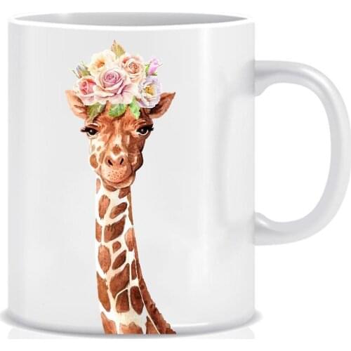 Custog Porcelain Mug Fun Design For Coffee Funny Gifts for Women and Men 12oz Customize Giraffe