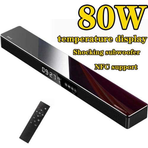 Home theater TV echo wall 3D stereo surround bluetooth speaker with LED clock display thermometer music system center soundbar