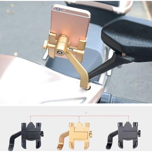 Aluminum Alloy Fixed Mobile Phone Holder GPS Adjustable Width Suitable For Motorcycles Rearview Mirror Type