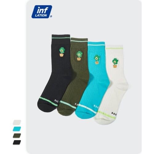INFLATION Mens Casual Socks 2021 Fashion Long Socks Harajuku Embroidery Socks Boy Sports Socks Unisex 996AI2021