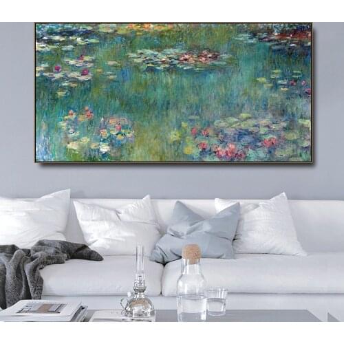Claude Monet Water Lotus Canvas Paintings Reproduction Art Posters and Print Wall Pictures for Living Room Bedroom Decor
