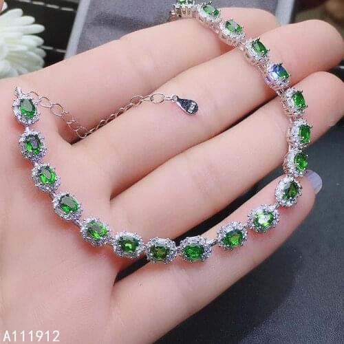 KJJEAXCMY fine jewelry natural Diopside 925 sterling silver new women hand bracelet support test noble