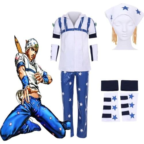 Cosplaydiy JoJos Bizarre Adventure Johnny Joestar Cosplay Costume Adult Halloween Canival Fancy Party Suit L320
