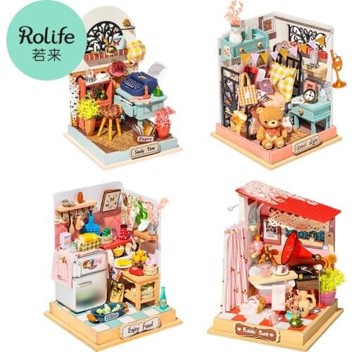 Robotime Rolife DIY Wooden Doll house Taste Life Dollhouse Sweet Dream Miniature House Kits Bubble Bath Toys for Children Adult