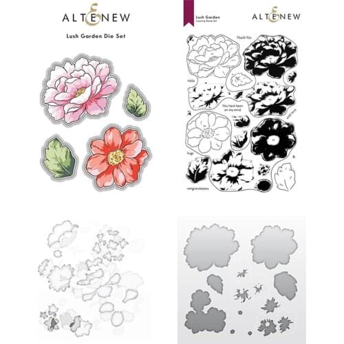 Lush Garden Blooming Flower Metal Cutting Dies and Silicone Stamps Stencil for Scrapbooking Craft for DIY Greeting Card 2021 NEW