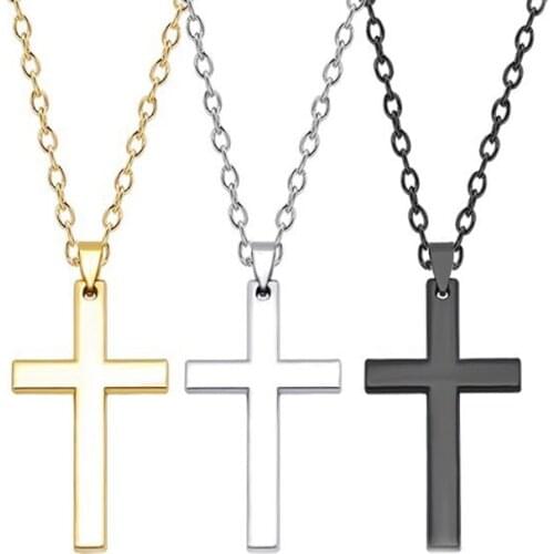 Fashion Jesus Cross Pendant Titanium Steel Necklace Christian Men and Women Cross Mens Necklace Jewelry Gift