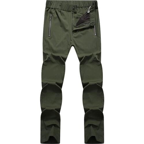 Facecozy Men Autumn Hiking Pants Solid Color Quick Drying Breathable Waterproof Pant Outdoor Camping Climbing Elastic Trousers