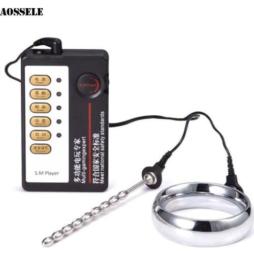 Metal Male Penis Plug Catheter Electrical Stimulation Cock Ring Urethral Dilators Sound Sex Toys For Men Chastity Device Belt