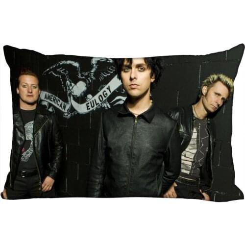 ShunQian Green Day Pillowcase 45x35cm(One Side) Decorative Rectangle Zipper 3D Print Pillowcase Satin Fabric Pillow Cover