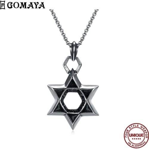 GOMAYA Stainless Steel Necklace Retro Star Design Pendant Hip Hop Necklace Men Unique Design Personality Fashion Necklaces 2020