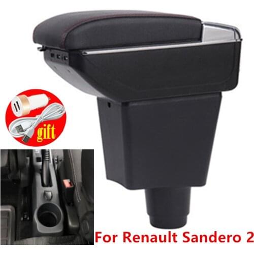 Armrest Box For Renault Sandero 2 Car Central Storage Container PU Leather