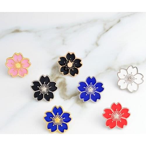 Multi color Sakura pins Flower pins Badges Brooches Hard enamel lapel pin Backpack Accessories Japanese flower Sakura jewelry