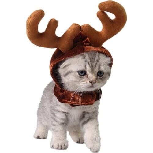 Christmas Pet Hat Adjustable Cute Reindeer Antler Cat Costume Hat Puppy Headwear Pet Cosplay Cats Dogs Cute Costumes