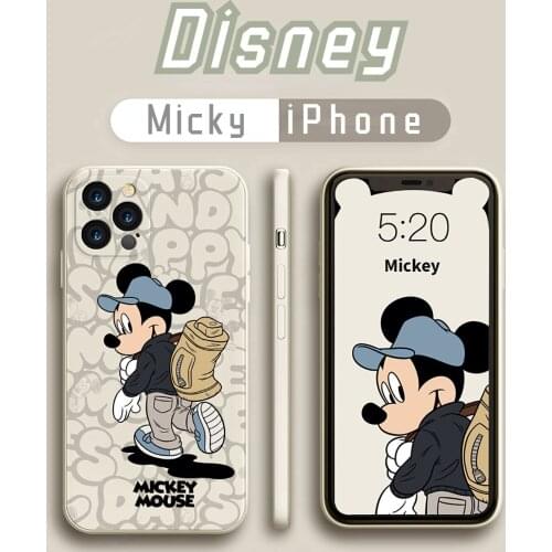 Disney Mickey Minnie Couple Liquid Silicone Four-corner Shatter-resistant Lens All-inclusive Soft Shell for IPhone12,11, Xr