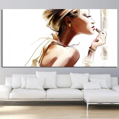 Modern Colorful Makeup Sexy girl Canvas Painting Oil Painting HD Print on Canvas Wall Art Picture for Living Room Cuadros Decor
