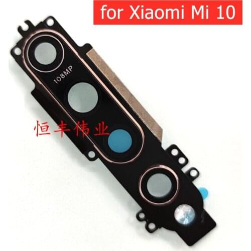 For Xiaomi Mi 10 Back Rear Camera Glass Lens with Frame Holder with 3M Glue Replacement Repair Spare Parts