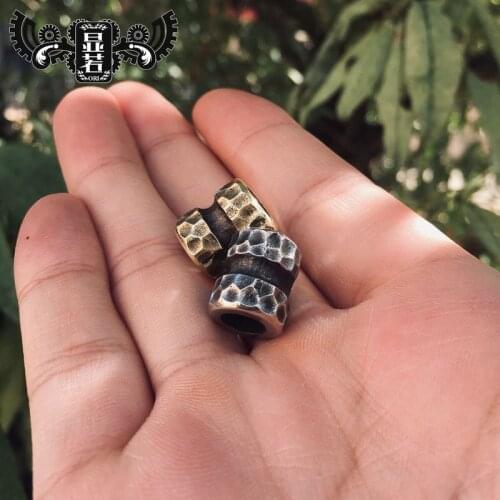 Xianruo Crater Texture Knife Drop Bucket Beads Brass Tibetan Silver Umbrella Rope Handmade Personality Original DIY Flashlight
