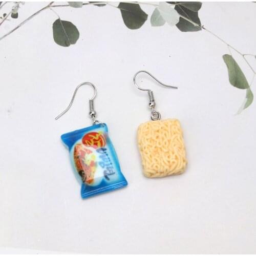 Funny Instant Noodle Chili Simulation Food Drop Earrings Women Fashion Jewelry