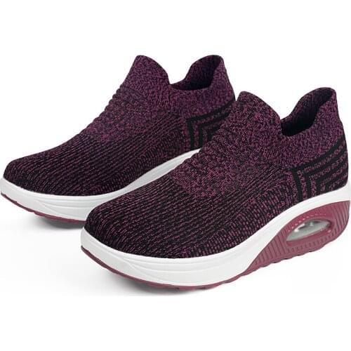 2021 Sneakers Women Tennis Shoes Air Cushion Increasing Height Walking Footwear Slip-on Breathable Sports Shoes Feminino Tenis