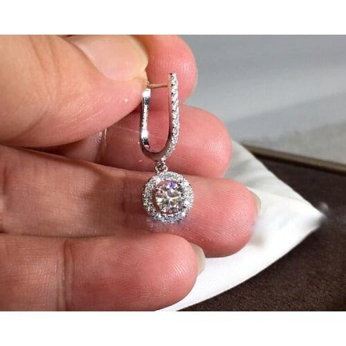 2019 NEW Real 925 Sterling Silver Zircon circle drop Earrings Brincos for women Boucle D'oreille Femme Bijoux gift jewelry