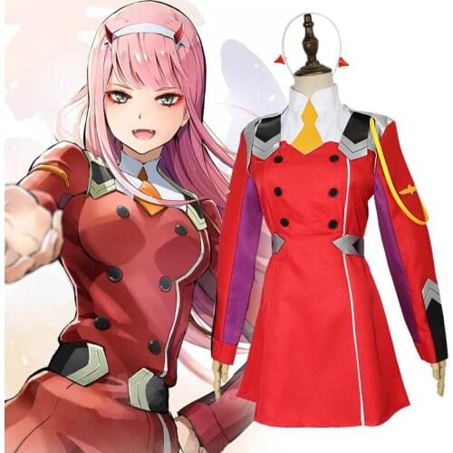 Animie 02 Zero Two Cosplay Costume DARLING in the FRANXX Character DFXX Red Women Dress Full Sets Headwear Wigs Cosplay C85K182