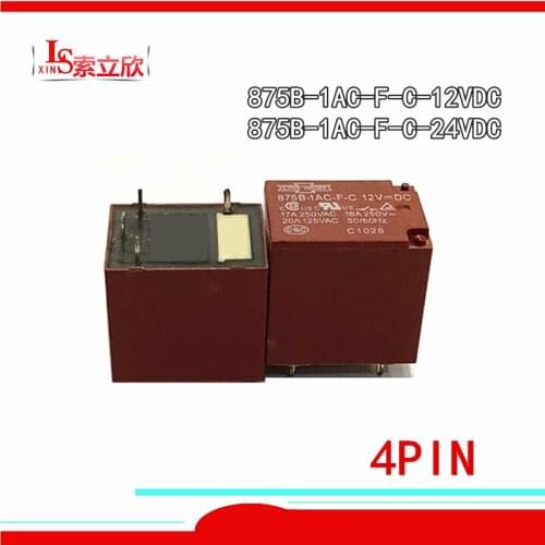 10pcs/lot 1100%Original New Relay 875B-1AC-F-C-12VDC 875B-1AC-F-C-24VDC 875B-1AC-F-C 12VDC 875B 1AC F C 24V 12V 4PIN 17A