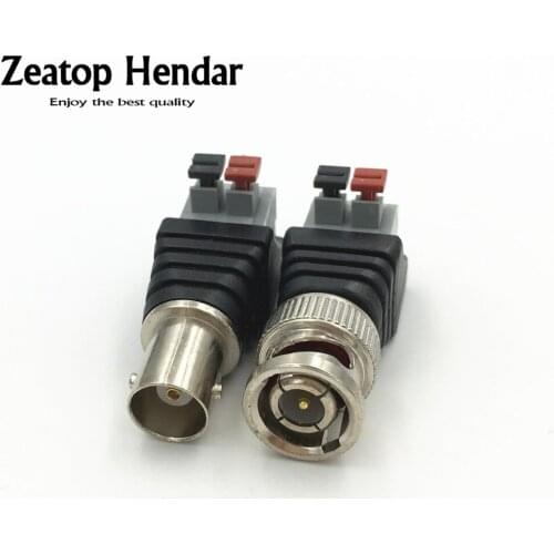 100Pcs BNC Male or Female Terminal UTP AV Audio Video Balun Jack Adapter Plug Pressed Connected for Camera CCTV cable Connector