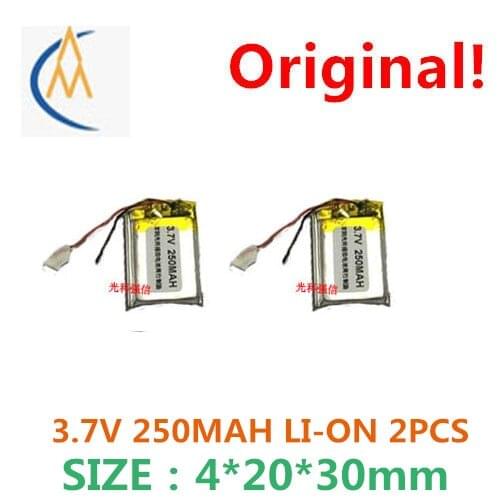 2PCS New sufficient capacity polymer li-ion battery 3.7 V 042030 250 mah MP4 bluetooth keyboard navigator LED solar acoustics