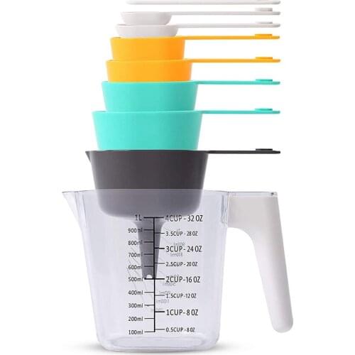 9pcs/Set Nesting Measuring Cups Spoons Funnel Multi Purpose Tools With Scale Kitchen Baking Cooking Seasonings Gadgets