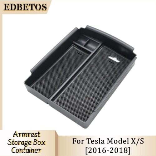 For Tesla Model X and Tesla Model S 2016-2018 Car Central Armrest Box Stowing Tidying Glove Box Double Storey Non-Slip