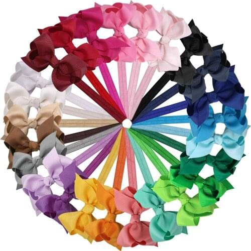 2017 3inch 25pcs/lot Hair Bows With Headbands For Girls Children Hair Band Korean Style Hair Accessories For Women