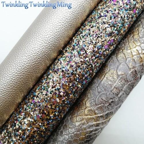 Mixed Colors Glitter Fabirc, Faux Leather Fabric, Snake Synthetic Leather Fabric Sheets For Bow A4 21x29CM Twinkling Ming XM613