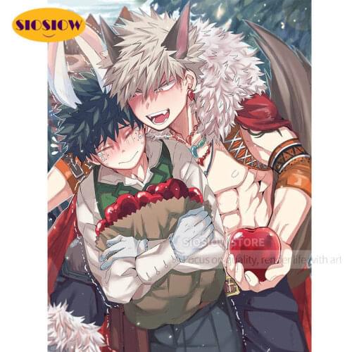 DIY Diamond Painting Wall Art My Hero Academia deku Kacchan Cross Stitch Pictures 5d Embroidery Japanese Anime Handmade Art gift