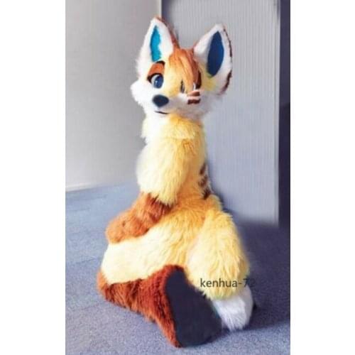 Long Fur Husky Dog Fox Mascot Costume Fursuit Halloween Cosplay Furry Suits Party Game Fursuit Cartoon Dress Outfits Carnival