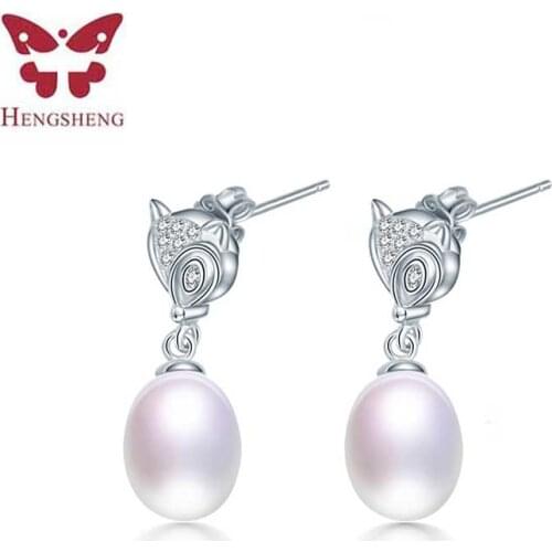 HENGSHENG 2019 High Luster Natural Freshwater Pearl Earrings For Women AAAA 8-9mm Rice Shape Pearl Earring Fashion Jewelry