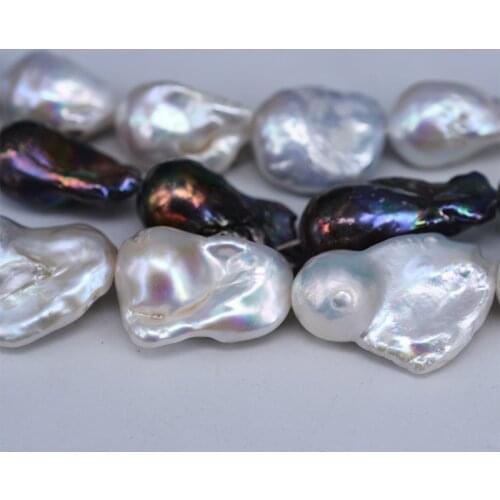 ICNWAY 15inch Natural Reborn Keshi White Black Freshwater Pearl 15-30mm for Silver 925 Jewelry Making Necklace Bracelet