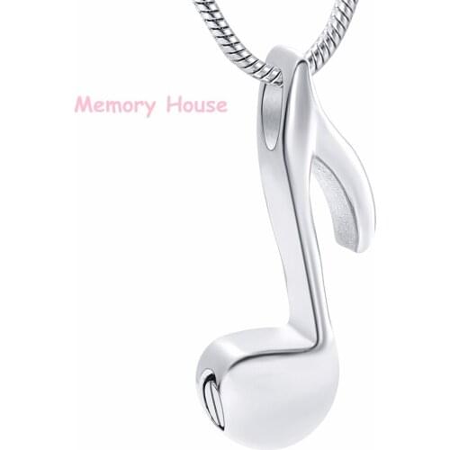 IJD9951 High Polish Stainless Steel Music Note Cremation Jewelry For Ashes - Engravable Memorial Urn Pendant Necklace For Women