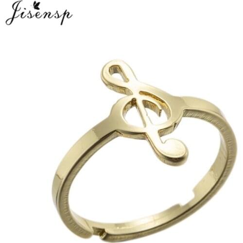 Jisensp Romantic Music Note Finger Ring Fashion Jewelry for Women Girls Adjustable Wedding Ring Anniversary Engagement Love Gift
