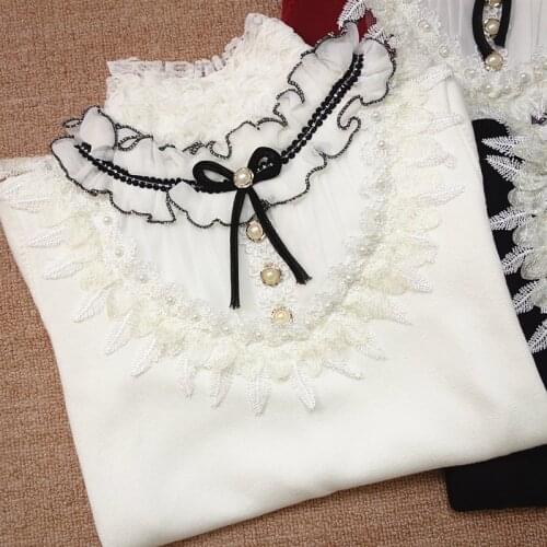 Bow Lace Turtleneck Sweater Women Knit Pullover New Autumn Winter Warm Long Sleeve Sweater Jumper Base Shirt Casual Female Tops