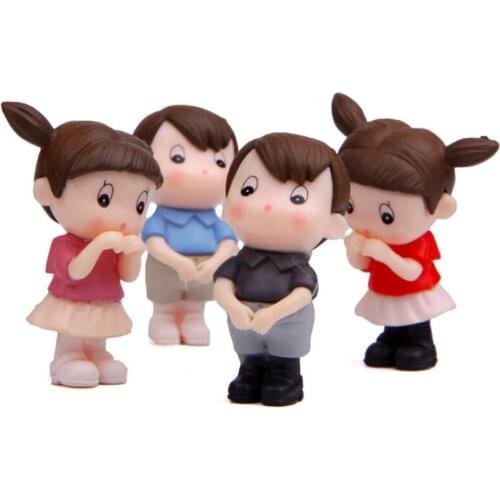 4pc Lover Girl Boy Doll Miniatura Dollhouse Garden Home Bonsai Decoration Mini Toy Miniature Pvc Craft Ornaments Micro Decor DIY