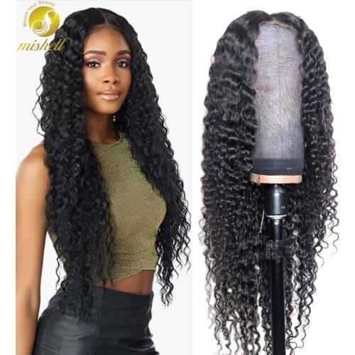 Mishell Deep Curly 13x4 Lace Front Human Hair Wigs Brazilian Kinky Wave Hair For Black Women 360 Brazilian Frontal Wig Plucked