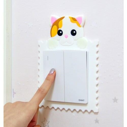 Cartoon Animal Switch Cover Home Decoration 3D Silicone Switch Sticker On-off Outlet Wall Sticker Valentine Party Wall Decor