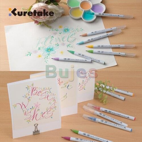 Kuretake Zig Clean Color Real Brush,Flexible Brush Tip,Odorless, for illustration,lettering and Manga,Available in 90 colors