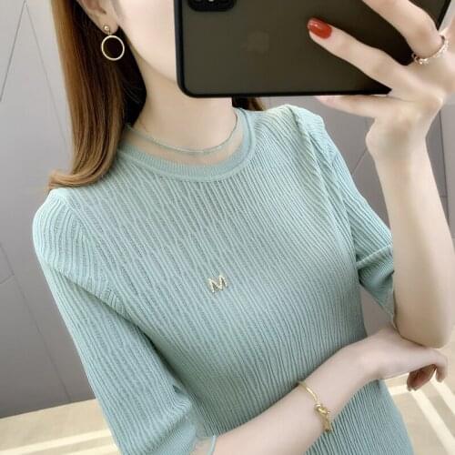 Room 200334, row 7, No.3 lower] real shooting of lace letter M, mid sleeve, slim fitting, ice silk sleeve, 31