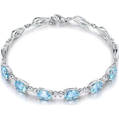 New Style 925 Sterling Silver Bracelet Exquisite Sapphire Silver Bracelet For Woman Charm Jewelry Gift