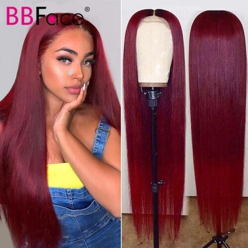 Premium Colored Human Hair Wigs Burgundy Lace Front Human Hair Wigs Peruvian Straight Remy HD Lace Frontal Human Hair Wigs