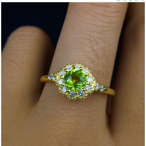 Peridot ring Free shipping Natural real peridot 925 sterling silver Fine jewelry 5mm gemstone Handworked rings